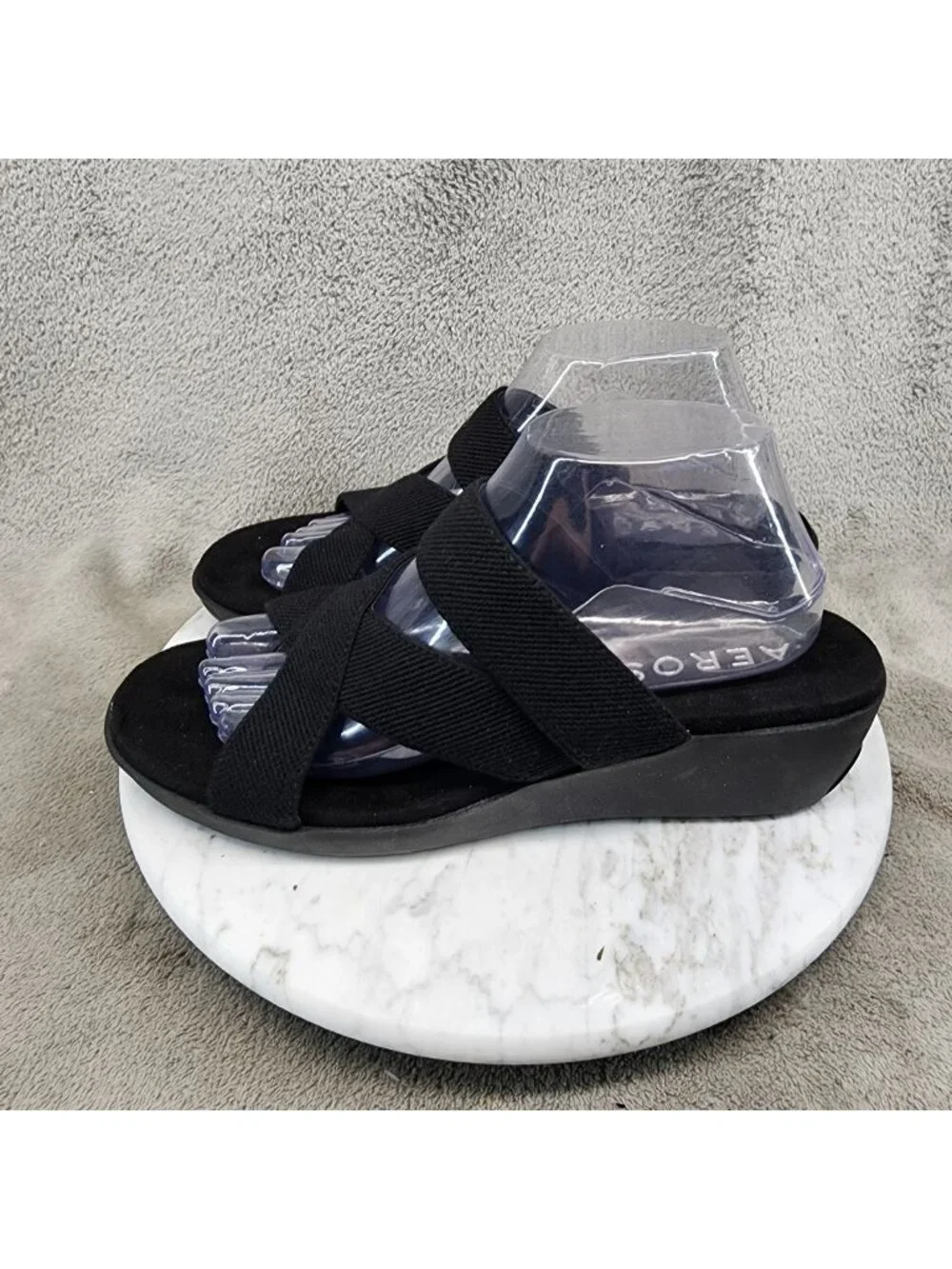 Aerosoles Shoes Womens Size 9.5 Black Fabric Slip On Sandals - Picture 1 of 11